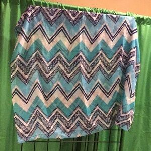 Blue and White chevron infinity scarf